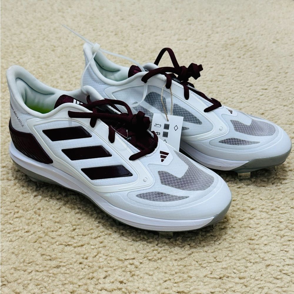 NWT Adidas Adizero PureHustle 3 Elite Metal Softball Cleats Maroon Women's Sz 9